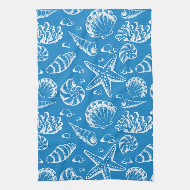 Blue Beach Pattern Towel (Vertical)