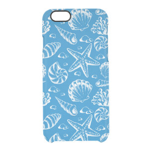 Blue Beach Pattern Clear iPhone 6/6S Case