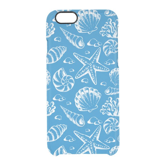Blue Beach Pattern Uncommon iPhone Case (Back)