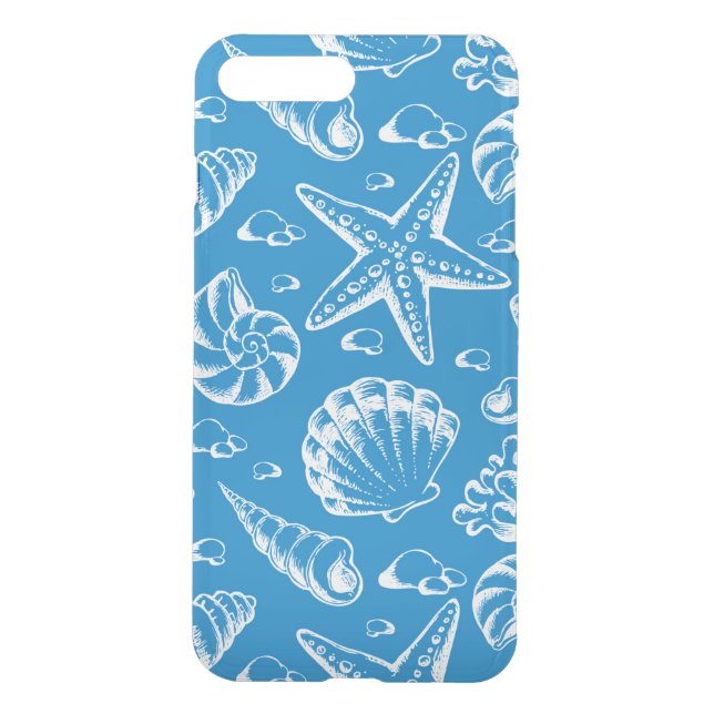 Blue Beach Pattern Uncommon iPhone Case (Back)