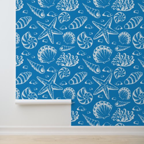 Blue Beach Pattern Wallpaper