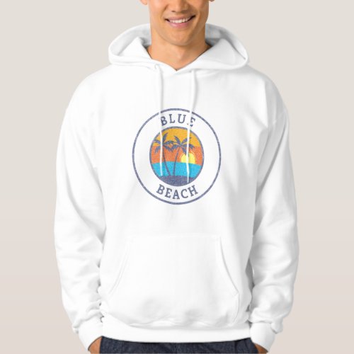 Blue Beach Puerto Rico Faded Classic Style Hoodie
