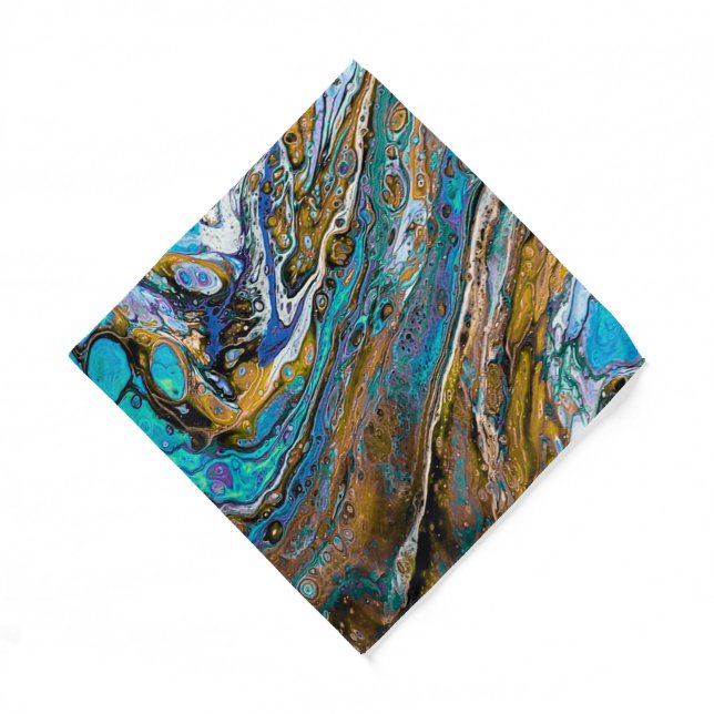 Blue Beach, River water and stones abstract art Bandana (Front)