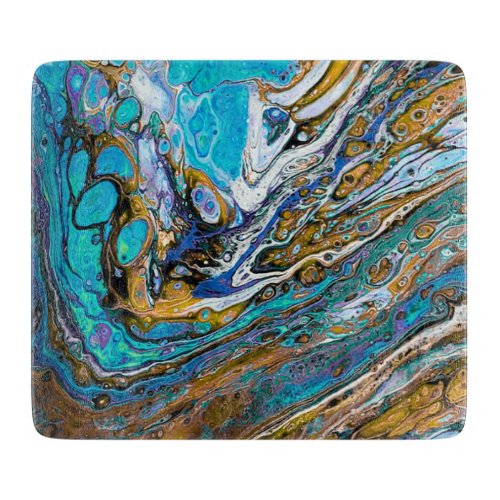 Blue Beach River water and stones abstract art Cutting Board