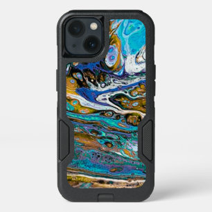Blue Beach, River water and stones abstract art iPhone 13 Case