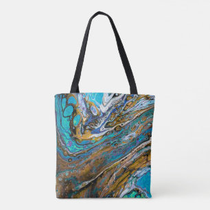 Blue Beach, River water and stones abstract art Tote Bag