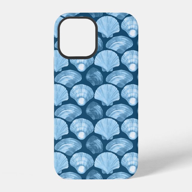 Blue Beach Seashell Pattern Iphone Case (Back)