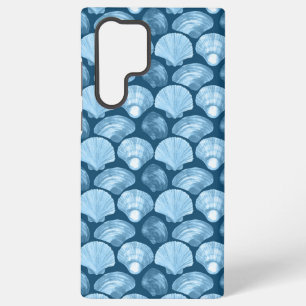 Blue Beach Seashell Pattern Samsung Galaxy S22 Ultra Case