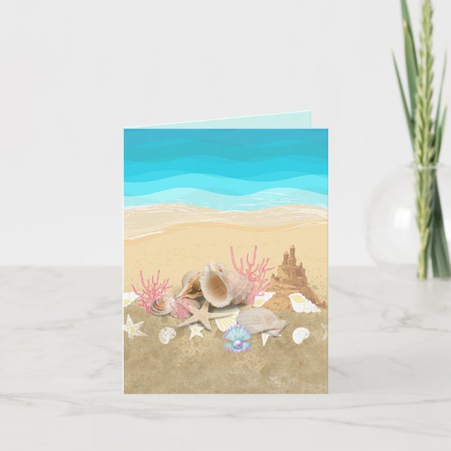 Blue Beach Shell Shells   Card (Front)