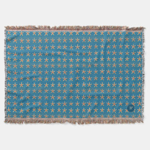 Blue Beach Shell Starfish Egypt Patterns Throw Blanket