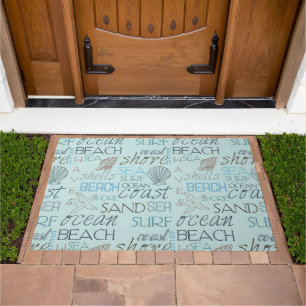 Blue Beach Shells Ocean Coast Doormat