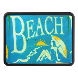 blue beach sign hitch cover
