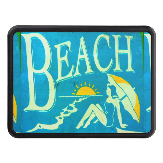 blue beach sign hitch cover (Front)