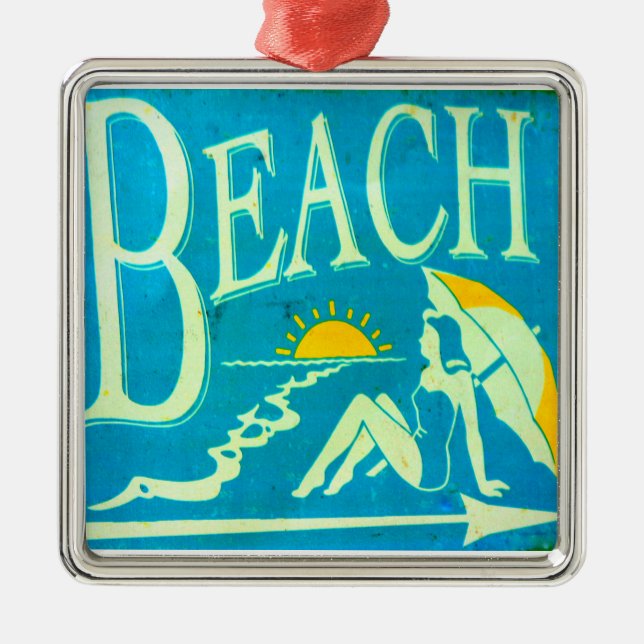 blue beach sign ornament (Front)
