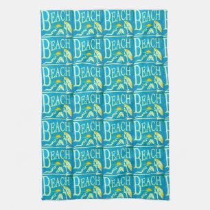 blue beach sign towel
