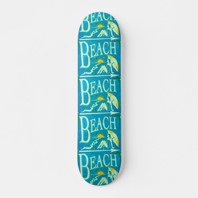 blue beach skateboard deck (Front)