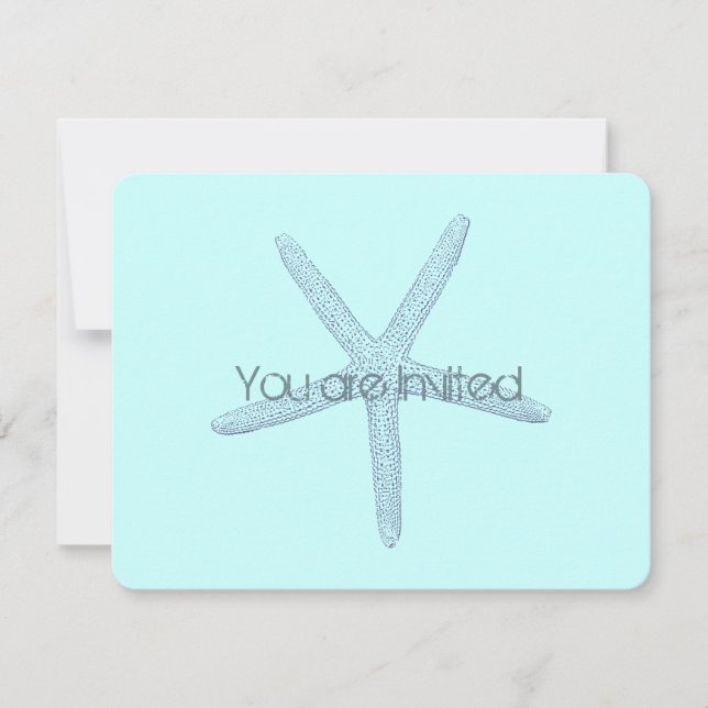 Blue Beach Starfish Baby Shower Invitation (Front)