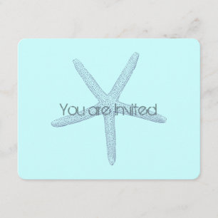Blue Beach Starfish Baby Shower Invitation