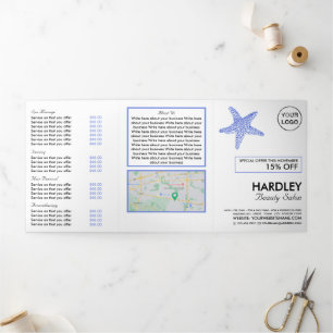 Blue Beach Starfish, Beauty Salon Tri-Fold Flyer