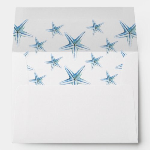 Blue Beach Starfish Invitation Envelope