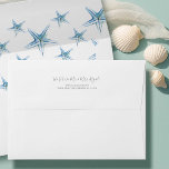 Blue Beach Starfish Invitation Envelope<br><div class="desc">Add the finishing touches to your beach wedding invitation suite with these A7 return address envelopes featuring hand-painted watercolor starfish art in a soft coastal blue. Designed as elegant A7 invitation envelopes, each envelope includes a coordinating coastal liner and a beautifully printed return address on the back flap. The design...</div>