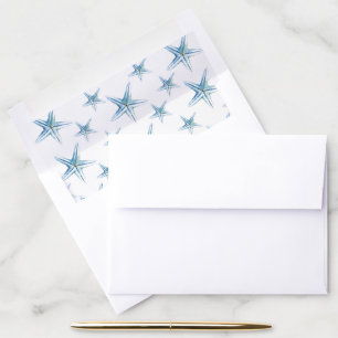 Blue Beach Starfish Invitation Envelope Liner