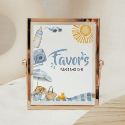 Blue Beach Summer Baby Shower Favors Poster