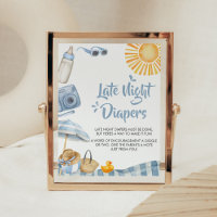 Blue Beach Summer Baby Shower Late Night Diapers