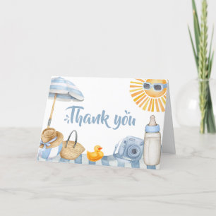 Blue Beach Summer Baby Shower Letterpress Thank You Card