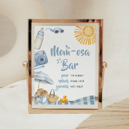 Blue Beach Summer Baby Shower Mom Osa Bar Poster