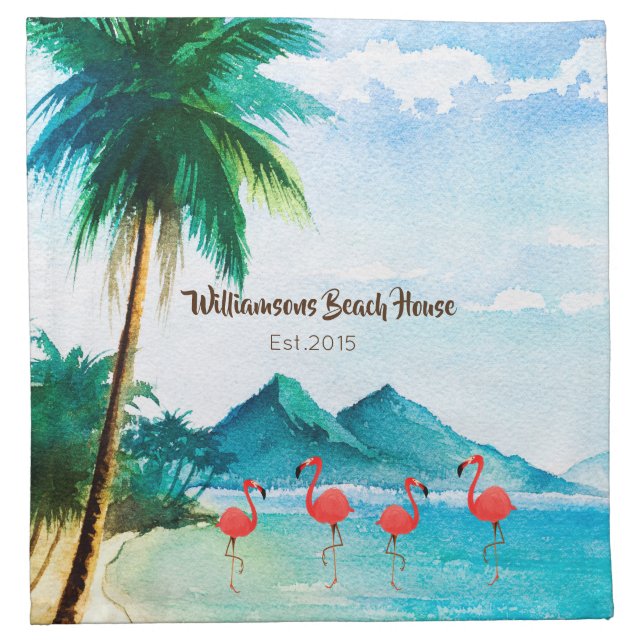 Blue Beach Summer Sea Tropical Cloth Napkin (Front)