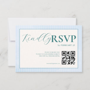 Blue Beach Summer Watercolor QR Wedding RSVP Card