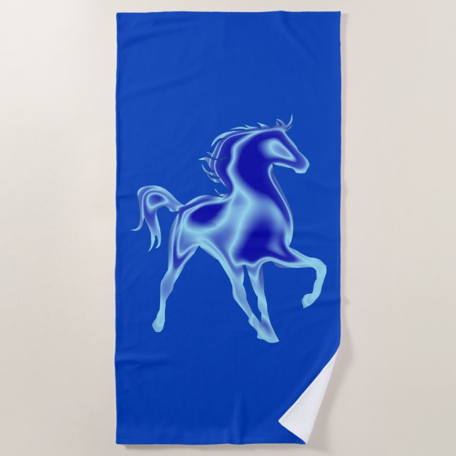 Blue Beach Towel with Horse - Your Colors (Front)