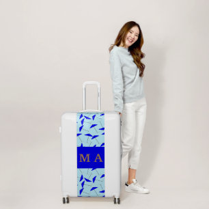 blue beach umbrella repeat pattern monogram luggage