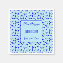 Blue beach umbrellas pattern Bon Voyage