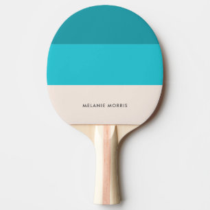 Blue Beach Vibe Colorblock Modern Monogram Ping Pong Paddle