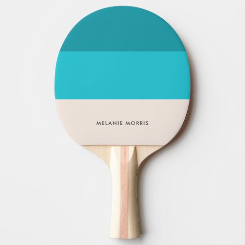 Blue Beach Vibe Colorblock  Modern Monogram  Ping Pong Paddle
