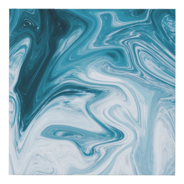 Blue Beach Waves Abstract Design Faux Canvas Print (Front)