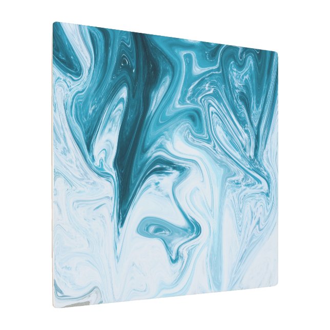 Blue Beach Waves Abstract Design Metal Print (Angled)