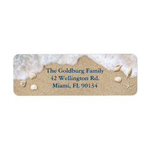 Blue Beach Waves Bat Mitzvah Return Address Labels