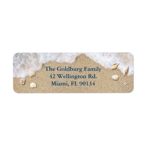 Blue Beach Waves Bat Mitzvah Return Address Labels