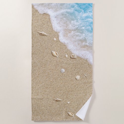 Blue Beach Waves Beach Towel