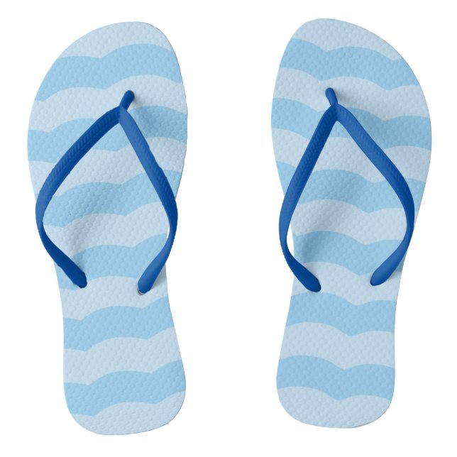 Blue Beach Waves Flip Flops (Footbed)