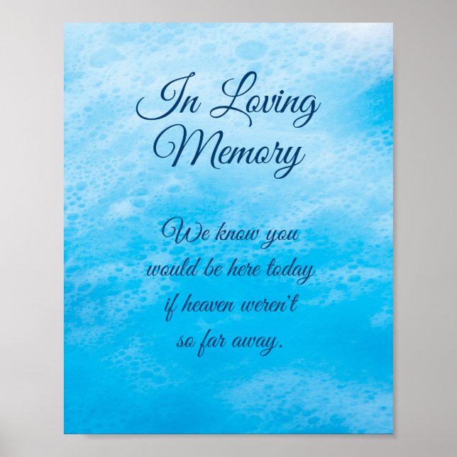 Blue Beach Waves In Loving Memory Poster (Front)