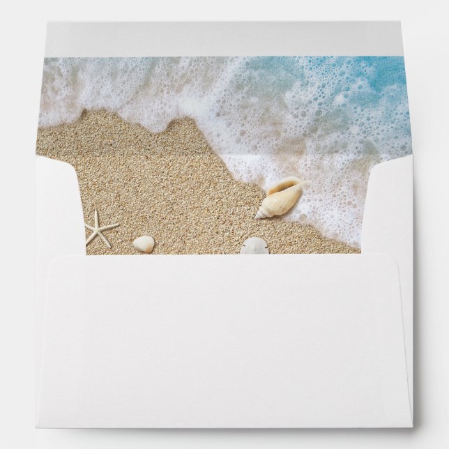 Blue Beach Waves Invitation Envelope (Back (Bottom))
