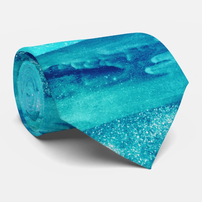 Blue beach waves nautical sea ocean marine neck tie (Rolled)