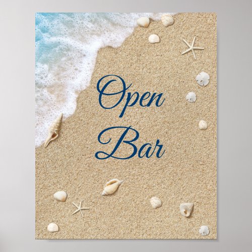 Blue Beach Waves Open Bar Poster