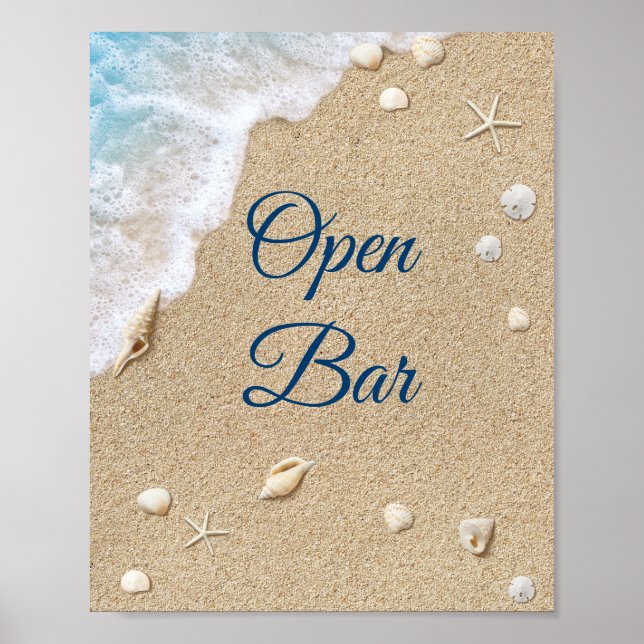 Blue Beach Waves Open Bar Poster (Front)
