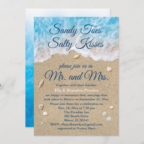 Blue Beach Waves Post Wedding Reception Card