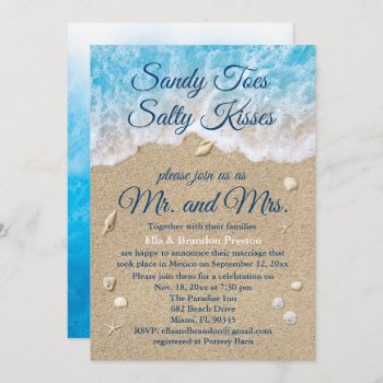 Blue Beach Waves Post Wedding Reception Card by prettyfancyinvites at Zazzle